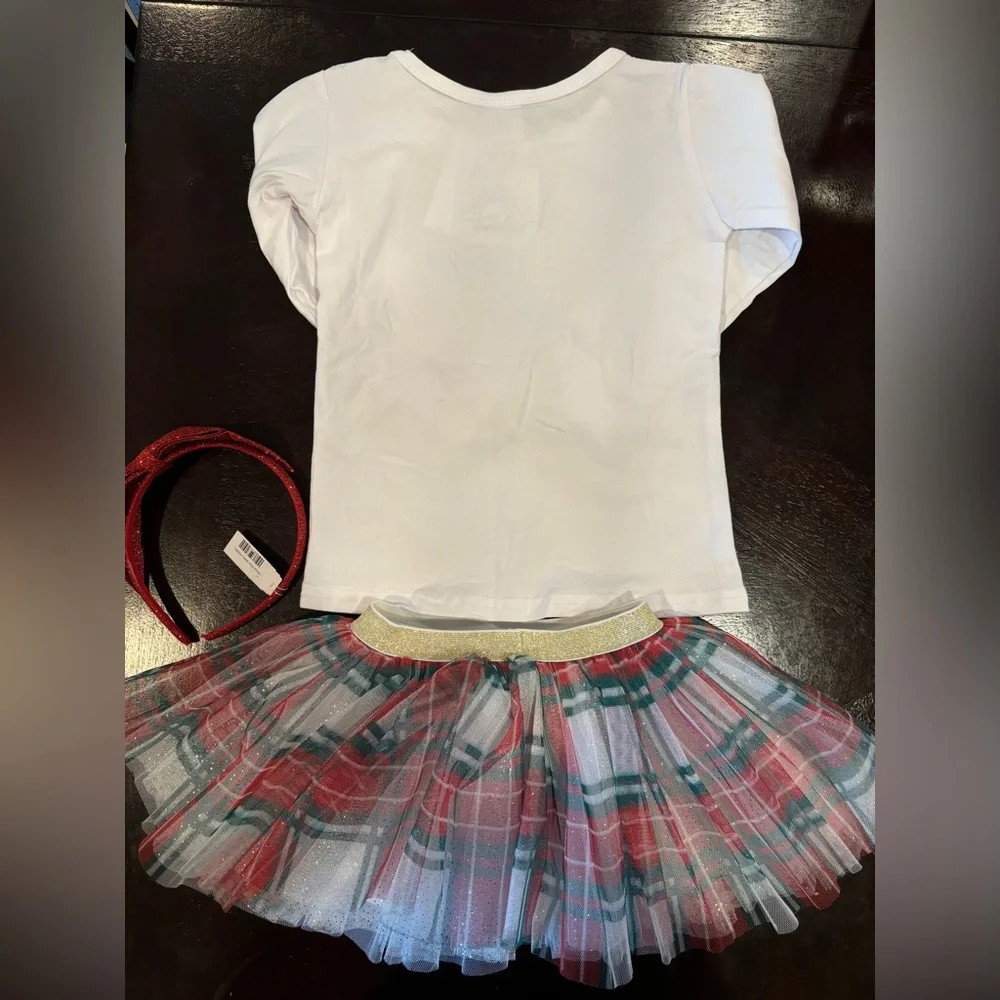 NEW Toddler Girls Christmas Plaid Tutu Outfit, Size 3T